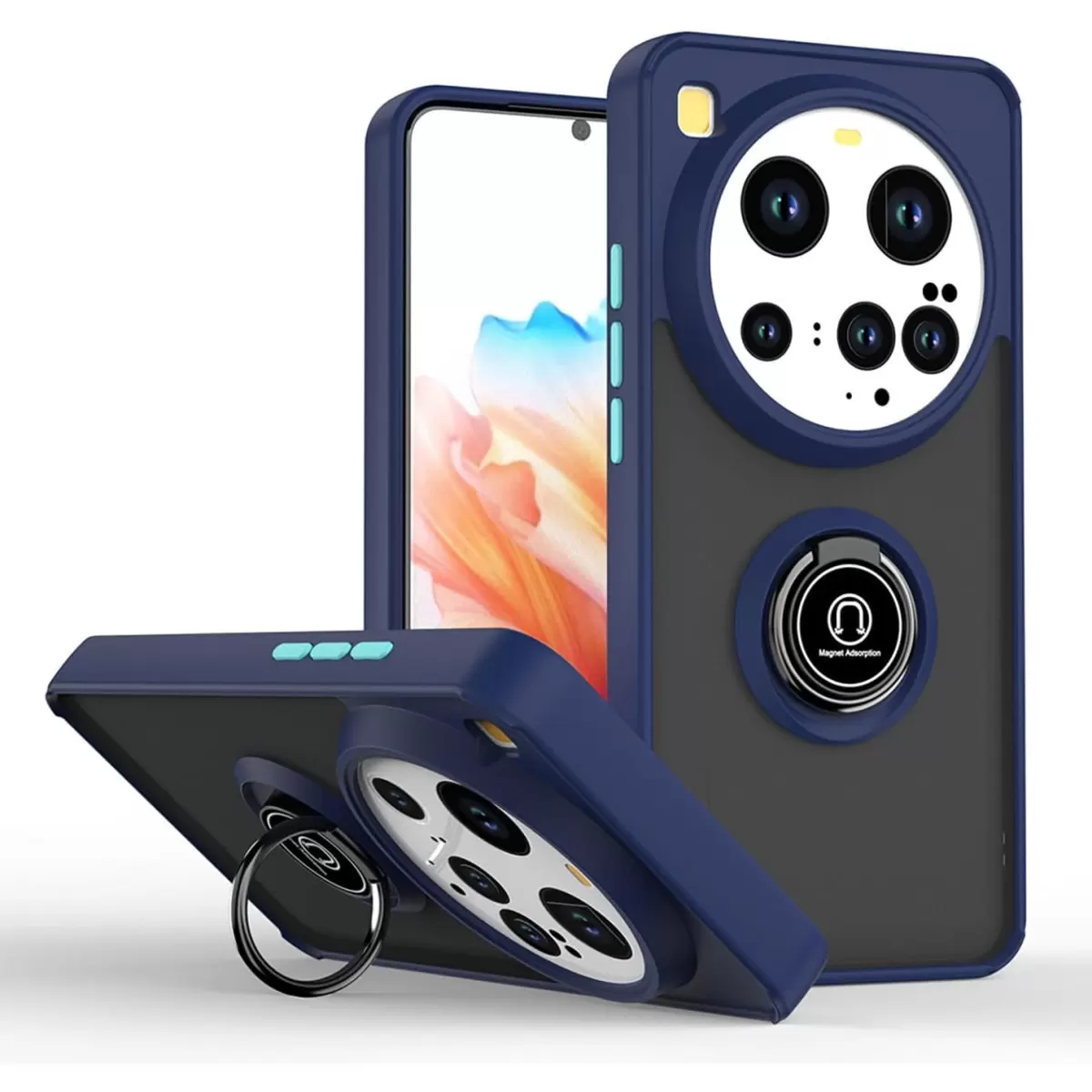 Newface Xiaomi Mi 15 Ultra Kılıf Montreal Yüzüklü Silikon Kapak - Lacivert