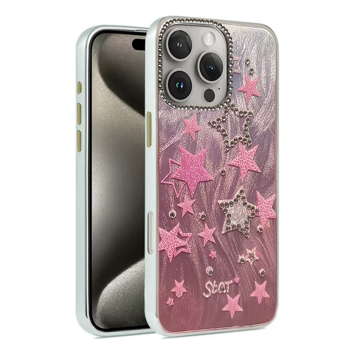 Newface Apple iPhone 16 Pro Kılıf Blade Aynalı Desenli Kapak - Desen 7