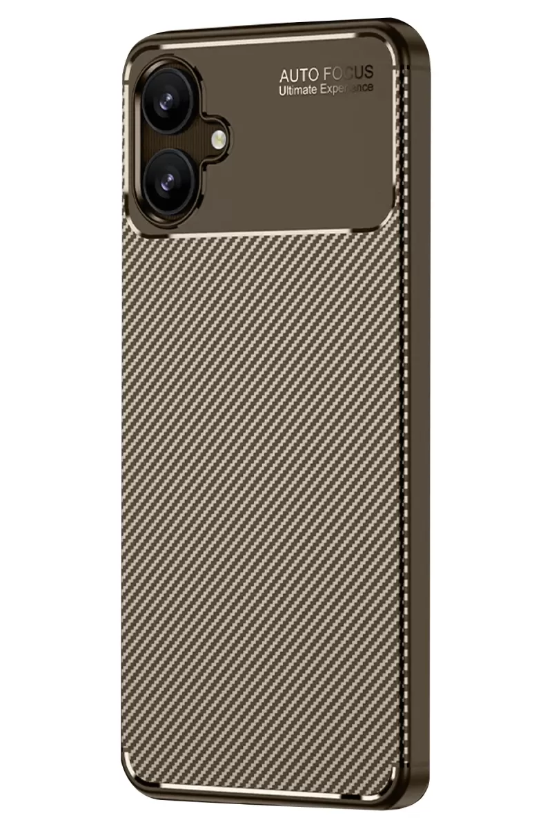 Newface Samsung Galaxy A06 Kılıf Auto Focus Karbon Kapak - Kahverengi