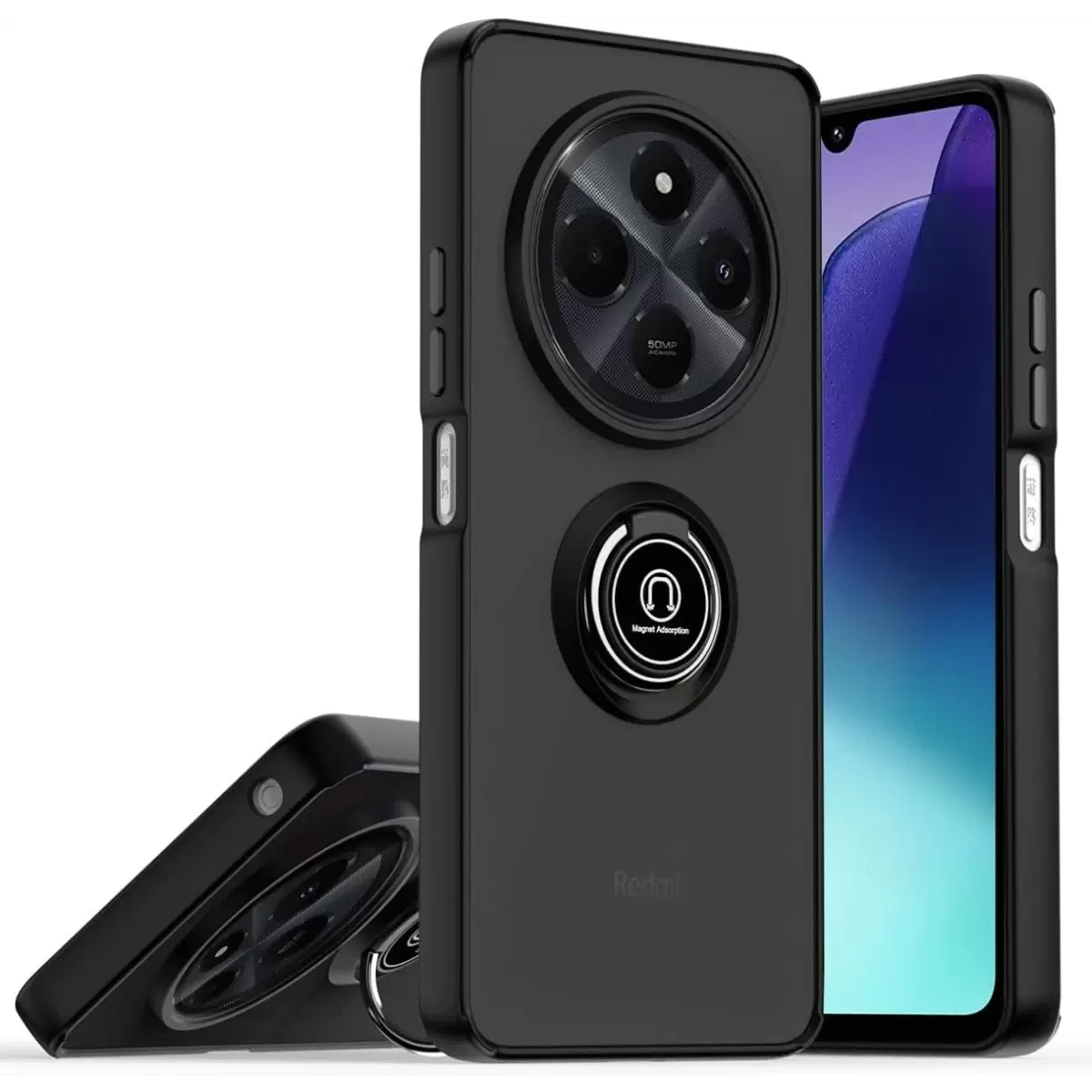 Newface Realme C75 4G Kılıf Montreal Yüzüklü Silikon Kapak - Siyah