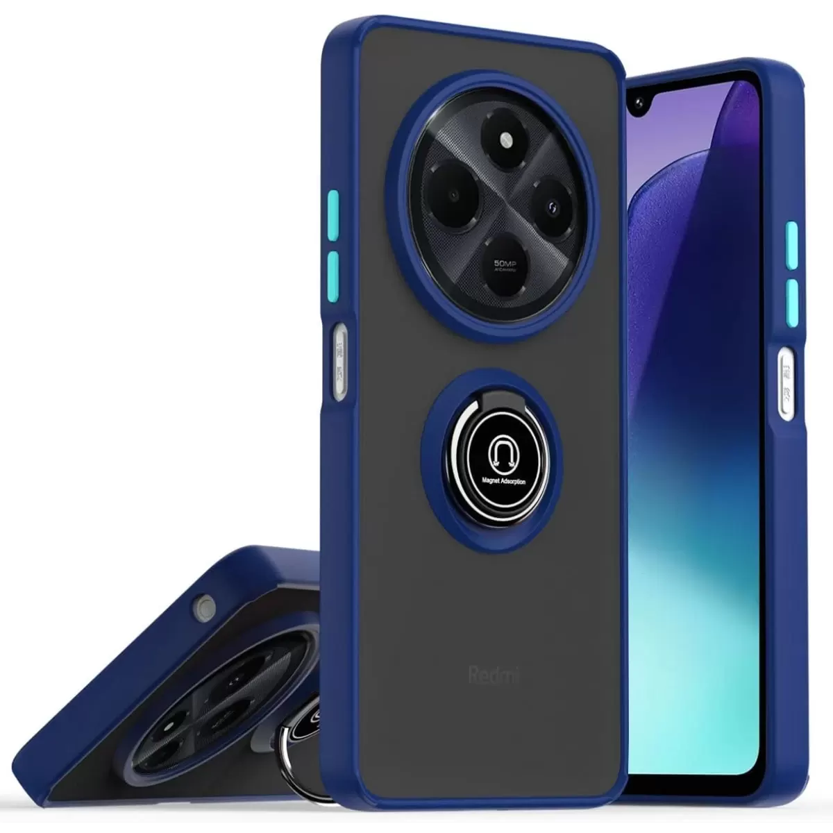 Newface Realme C75 4G Kılıf Montreal Yüzüklü Silikon Kapak - Lacivert
