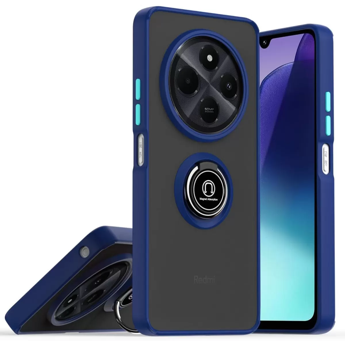 Newface Realme C75 4G Kılıf Montreal Yüzüklü Silikon Kapak - Lacivert
