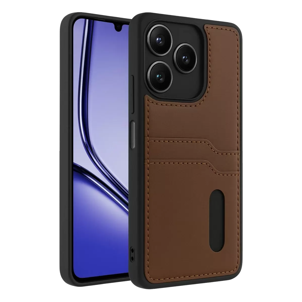 Newface Realme Note 50 4G Kılıf Sara Kartvizitli Deri Kılıf - Taba