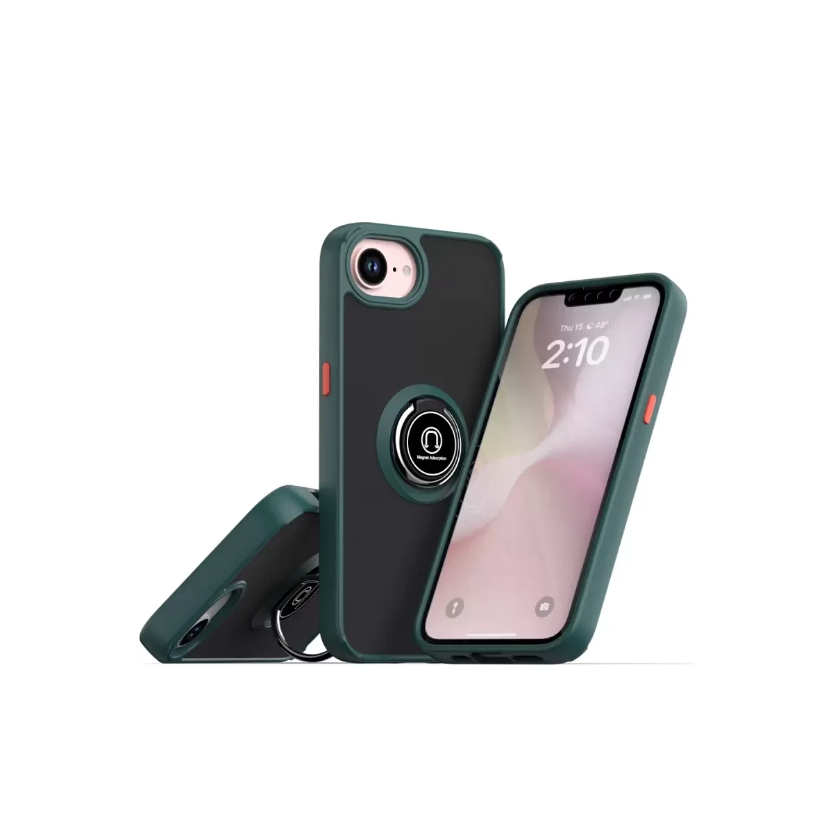 Newface Apple iPhone 16E Kılıf Montreal Yüzüklü Silikon Kapak - Yeşil