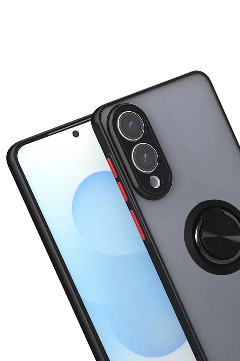 Newface Samsung Galaxy S25 Edge Kılıf Montreal Yüzüklü Silikon Kapak - Siyah