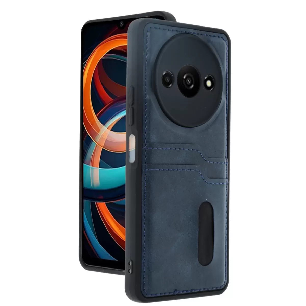 Newface Xiaomi Redmi A3 4G Kılıf Sara Kartvizitli Deri Kılıf - Lacivert