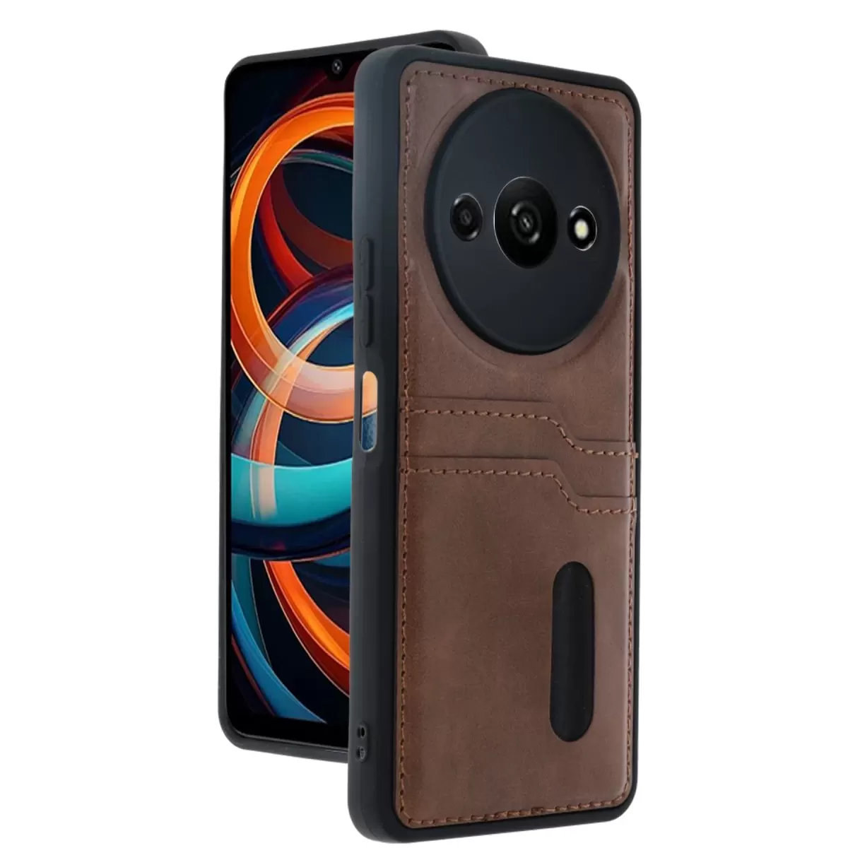 Newface Xiaomi Redmi A3 4G Kılıf Sara Kartvizitli Deri Kılıf - Taba