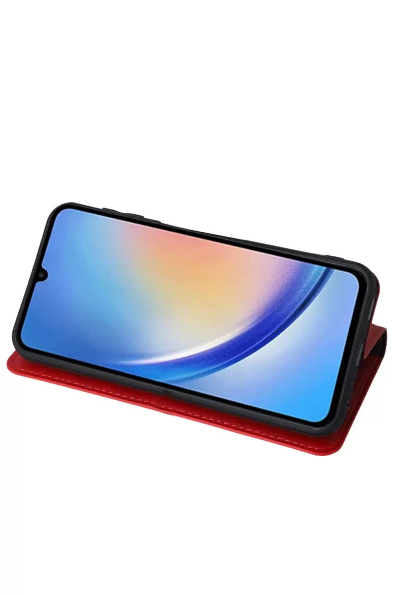Newface Samsung Galaxy A24 4G Kılıf Trend S Plus Kapaklı Kılıf - Kırmızı
