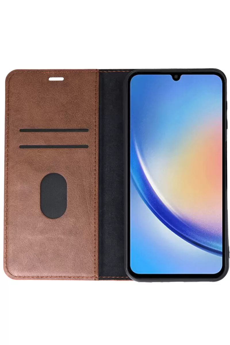 Newface Samsung Galaxy A24 4G Kılıf Trend S Plus Kapaklı Kılıf - Taba