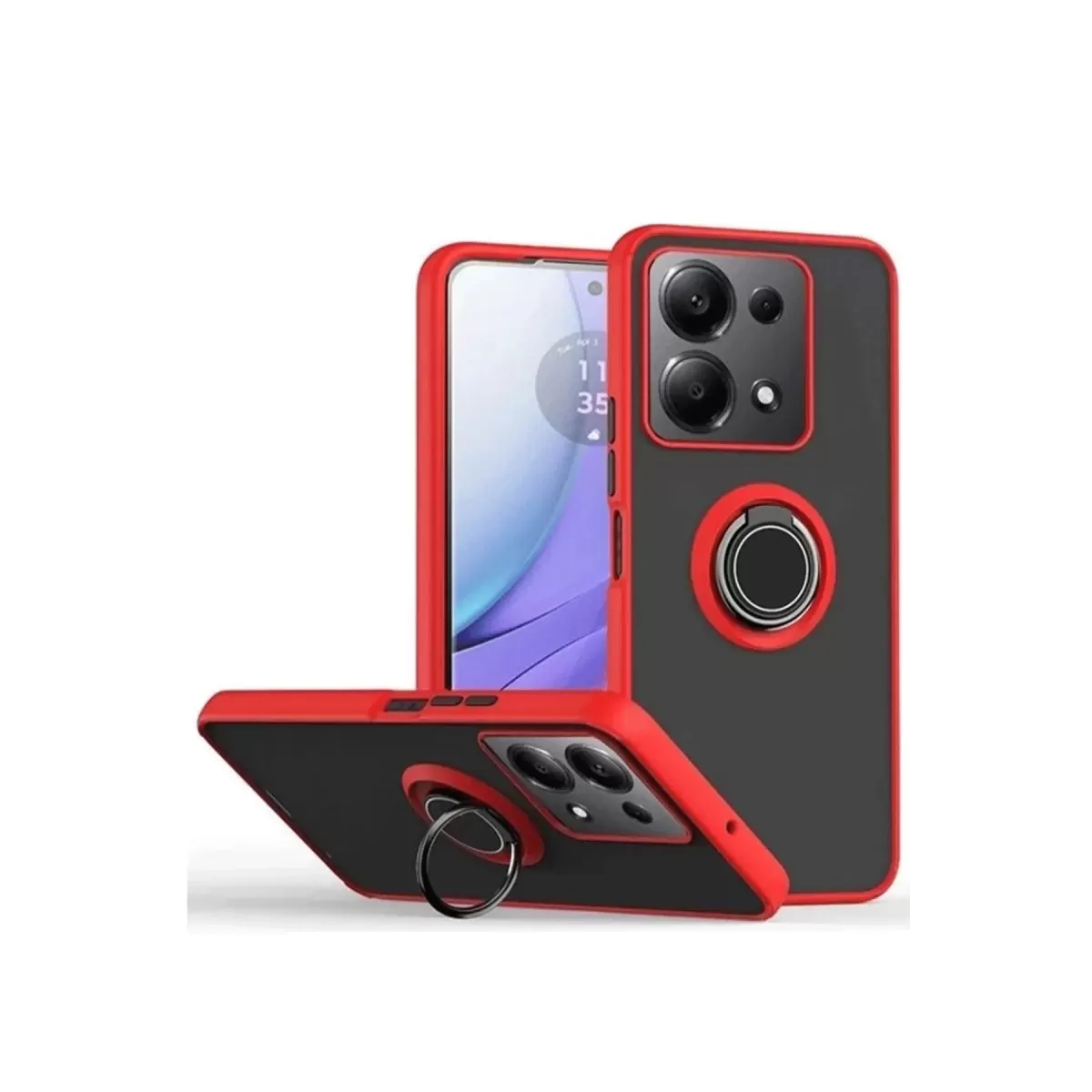 Newface Xiaomi Redmi Note 13 Pro 4G Montreal Yüzüklü Silikon Kapak - Kırmızı