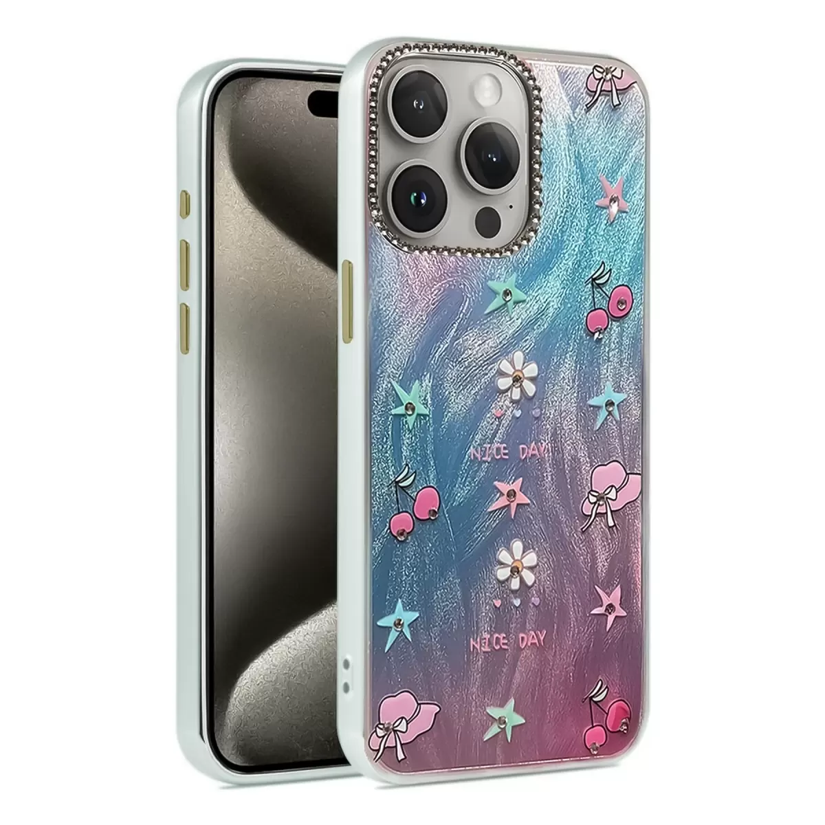 Newface Apple iPhone 14 Pro Kılıf Blade Aynalı Desenli Kapak - Desen 4