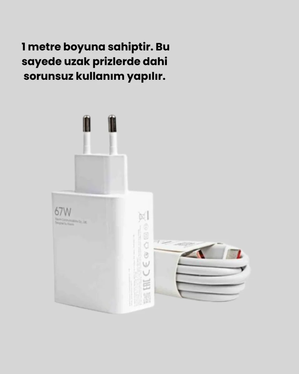 67 Watt Ultra Hızlı Şarj Adaptörü Redmi 9 10 12C Uyumlu