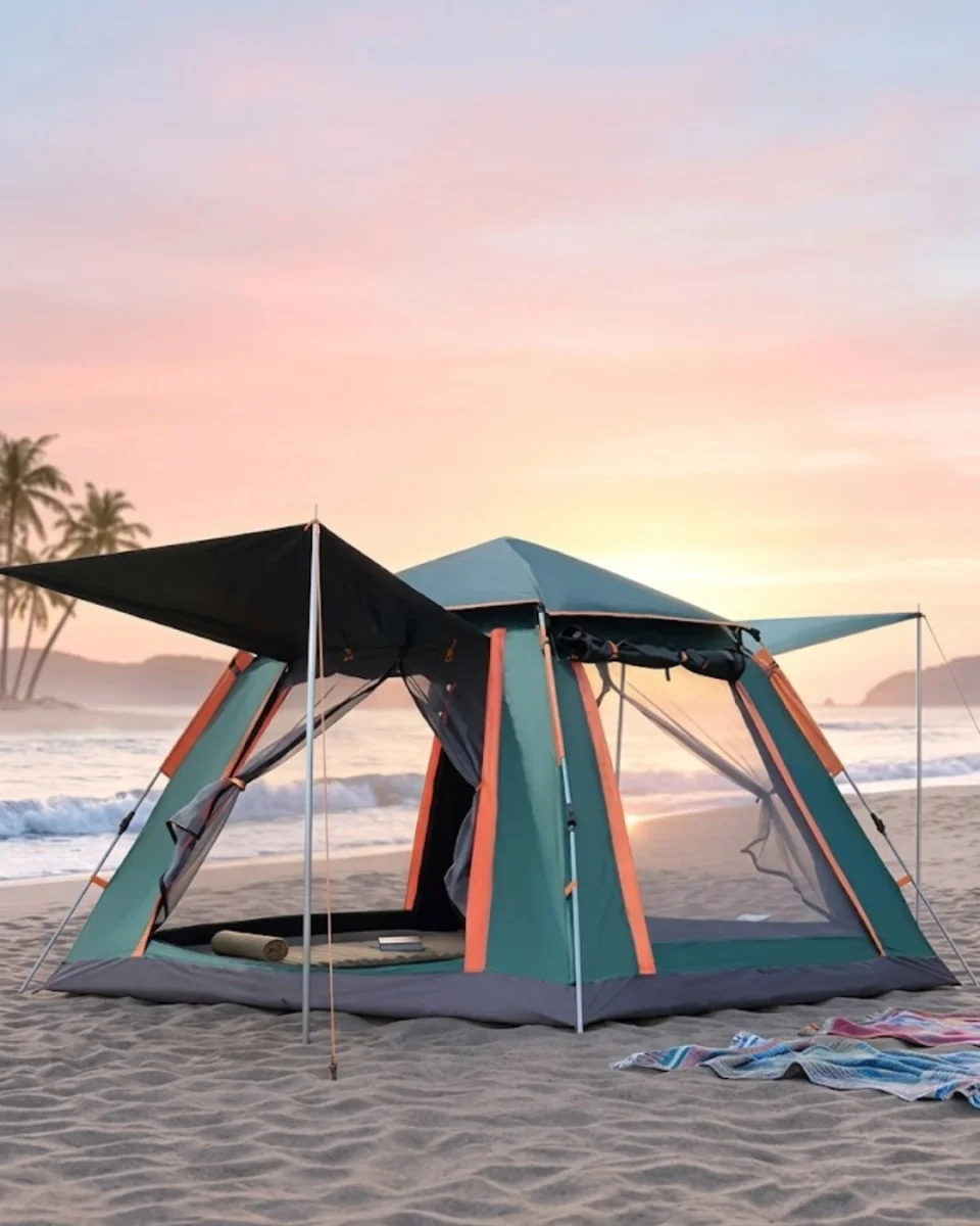 Büyük Boy Kamp Çadırı Güneşlikli 4 5 Kişilik Taşınabilir Outdoor Çadır