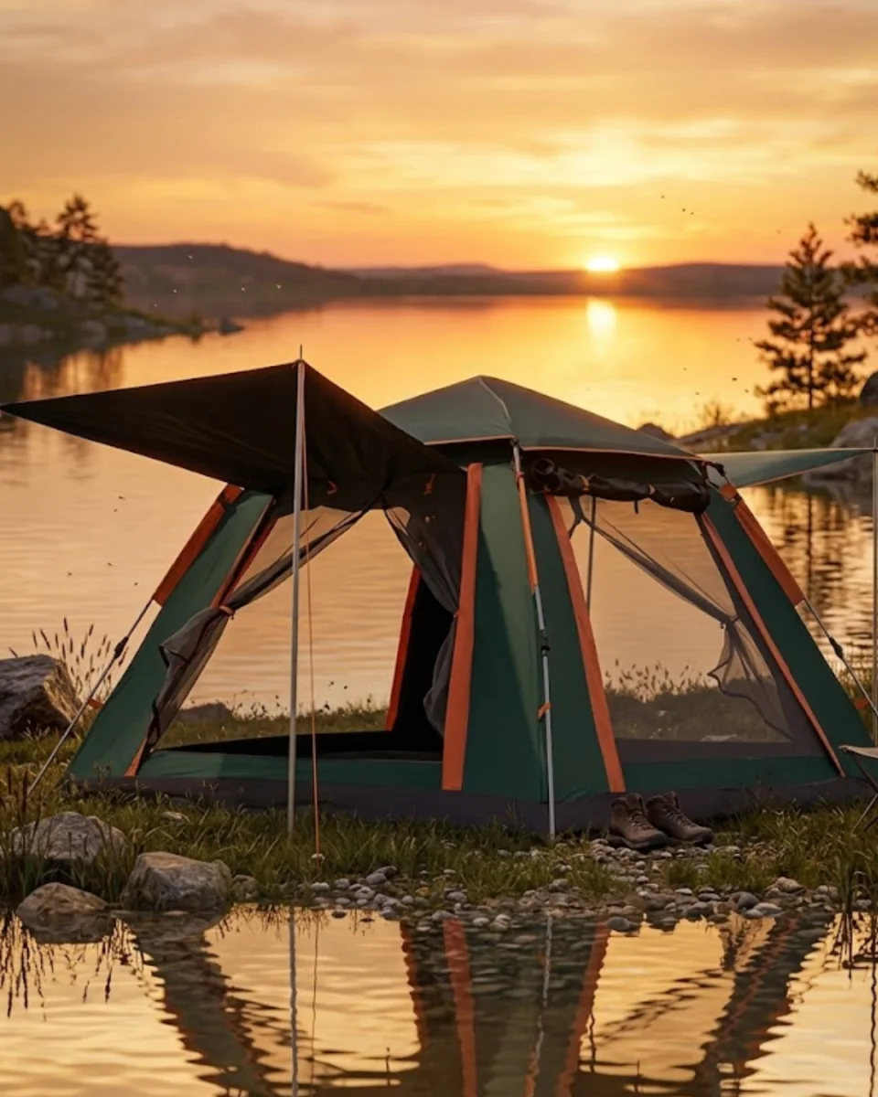 4 5 Kişilik Kamp Çadırı Güneşlikli Suya Dayanıklı Geniş Hacimli Outdoor
