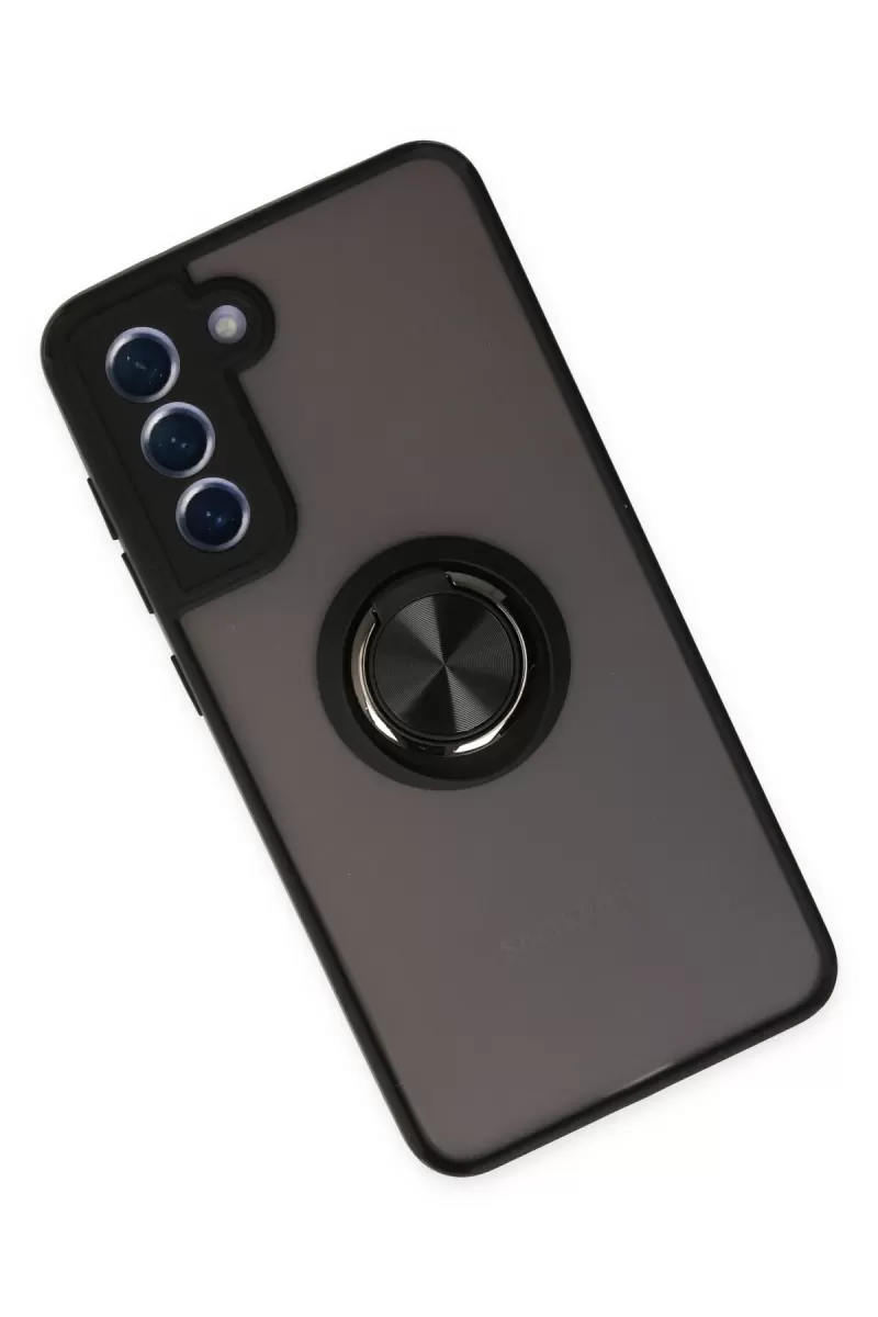 Newface Samsung Galaxy S21 FE Kılıf Montreal Yüzüklü Silikon Kapak - Siyah