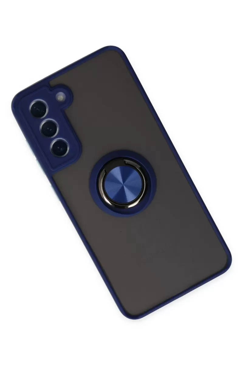 Newface Samsung Galaxy S21 FE Kılıf Montreal Yüzüklü Silikon Kapak - Lacivert