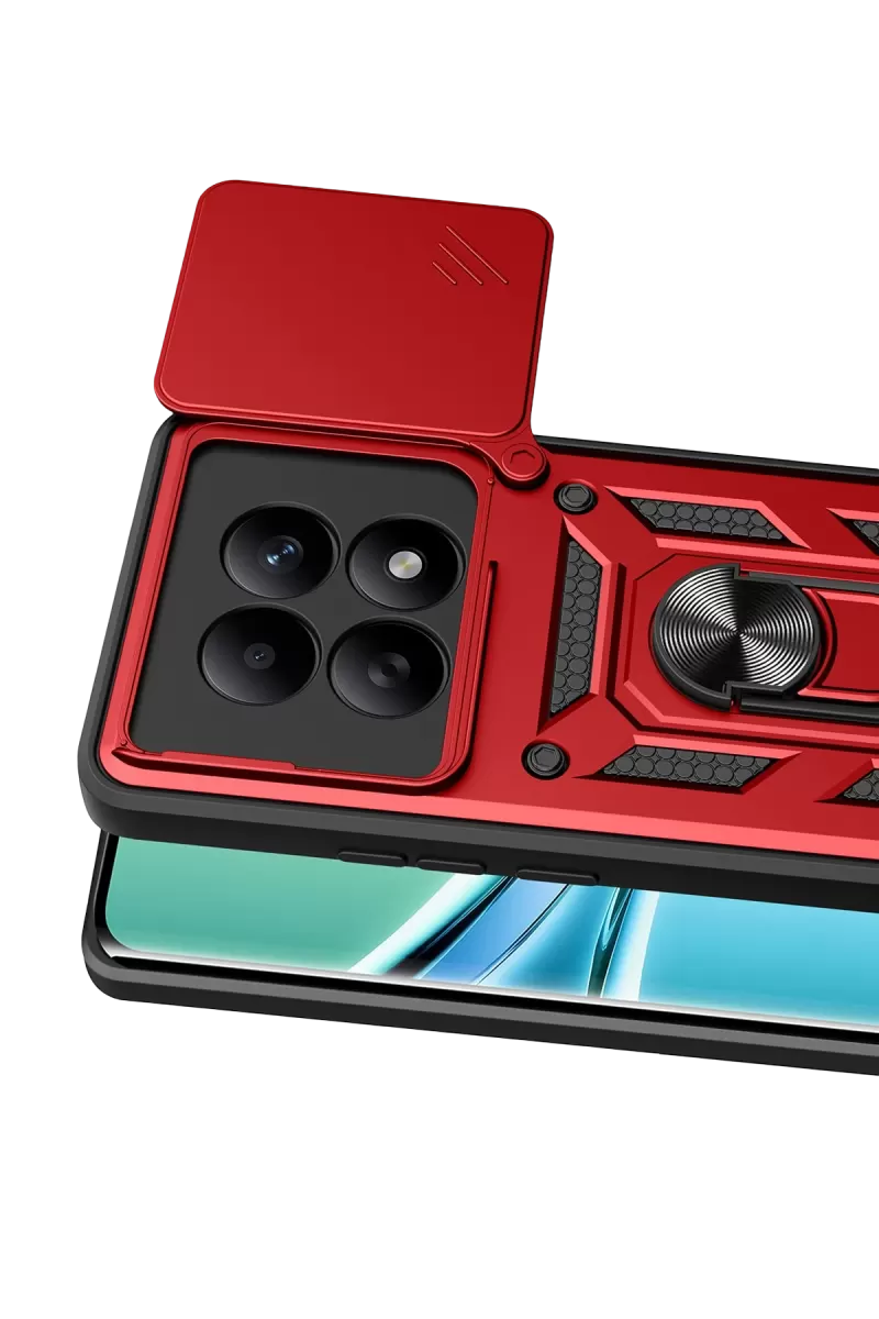 Newface Xiaomi Redmi Note 15 4G Pars Lens Yüzüklü Silikon - Kırmızı