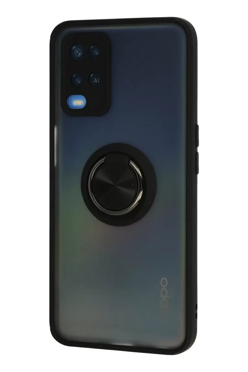 Newface Oppo A54 4G Kılıf Montreal Yüzüklü Silikon Kapak - Siyah