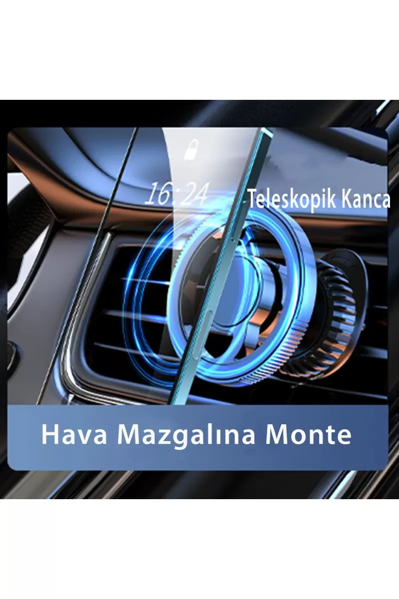 Newface Q40 Ayarlanabilir Izgara Klipsli Manyetik Magsafe Araç Tutucu - Siyah