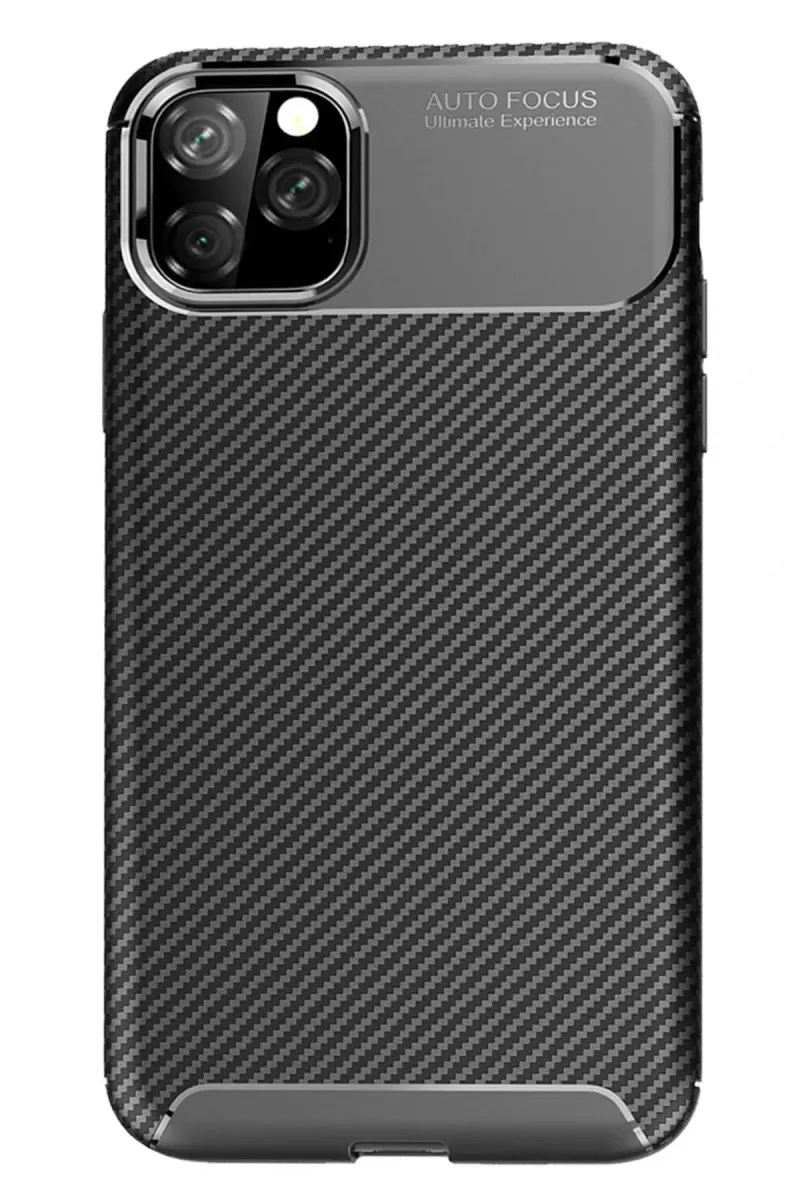Newface Apple iPhone 11 Pro Max Kılıf Auto Focus Karbon Kapak - Siyah