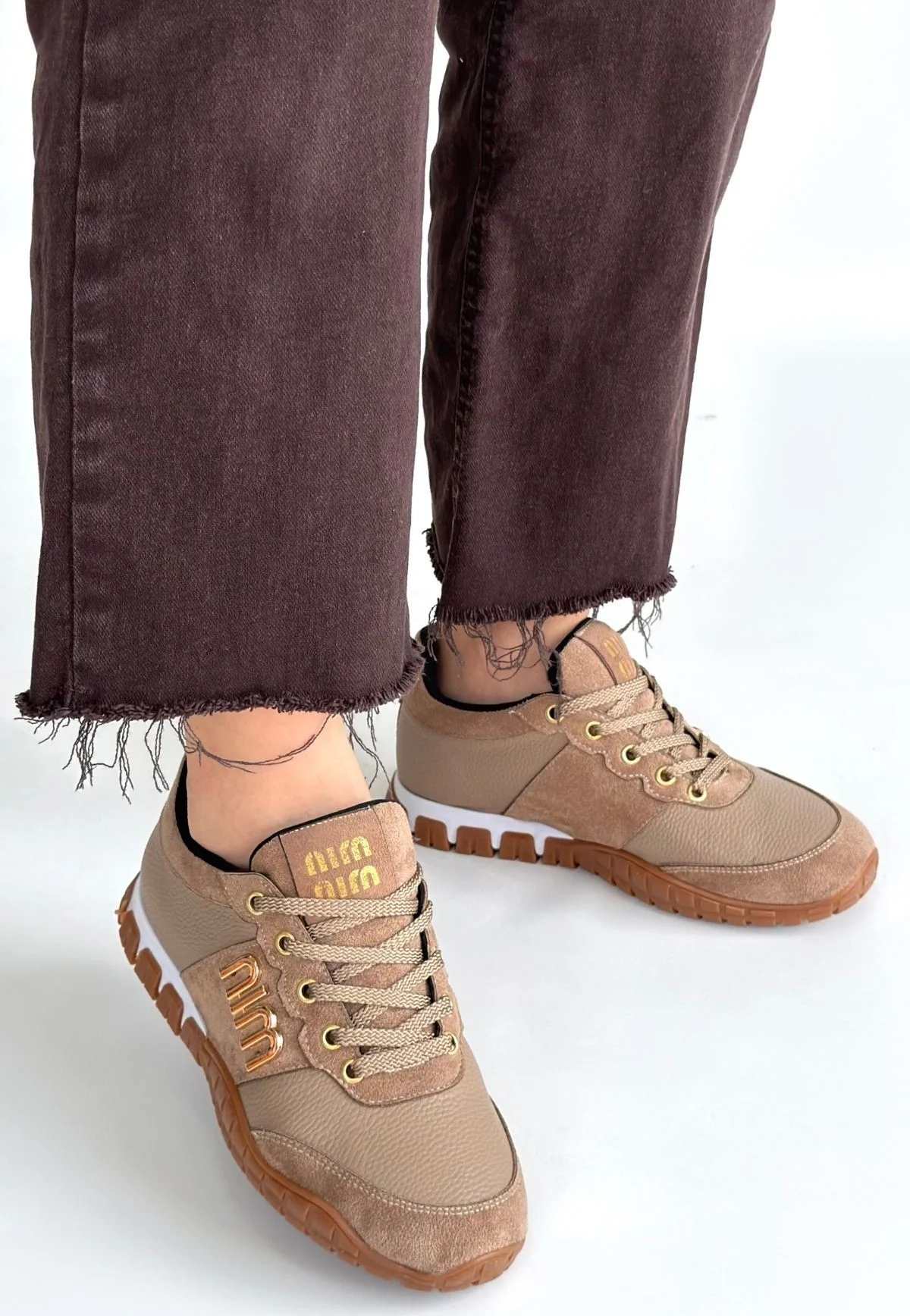 Marje Vizon Cilt Bağcıklı Spor Ayakkabı