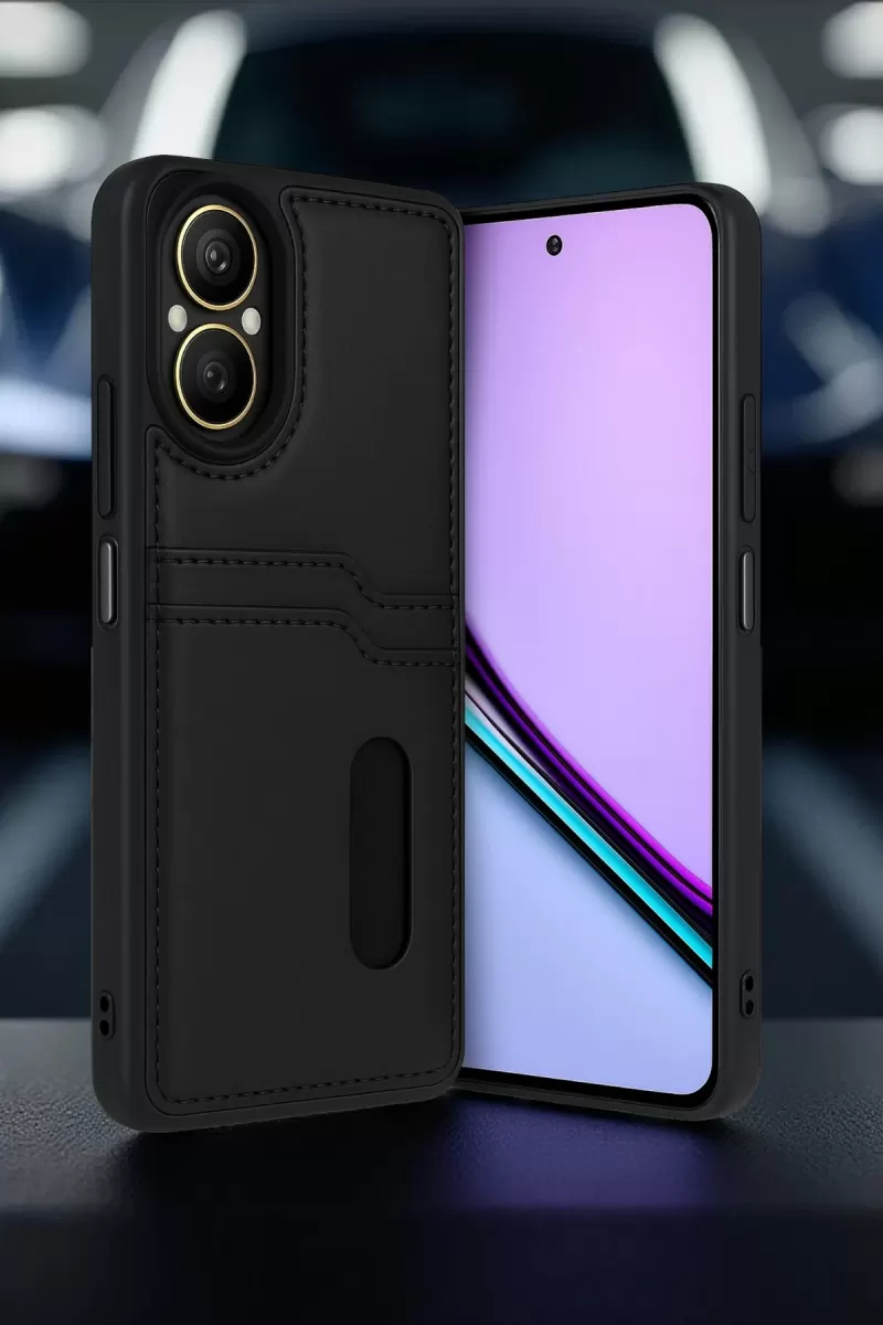 Newface Realme 12 Lite Kılıf Sara Kartvizitli Deri Kılıf - Lacivert
