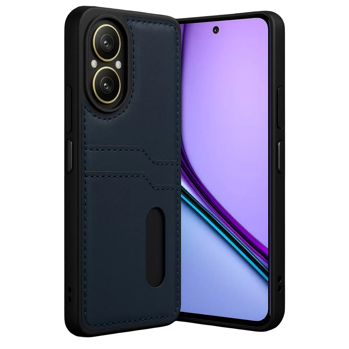 Newface Realme 12 Lite Kılıf Sara Kartvizitli Deri Kılıf - Lacivert