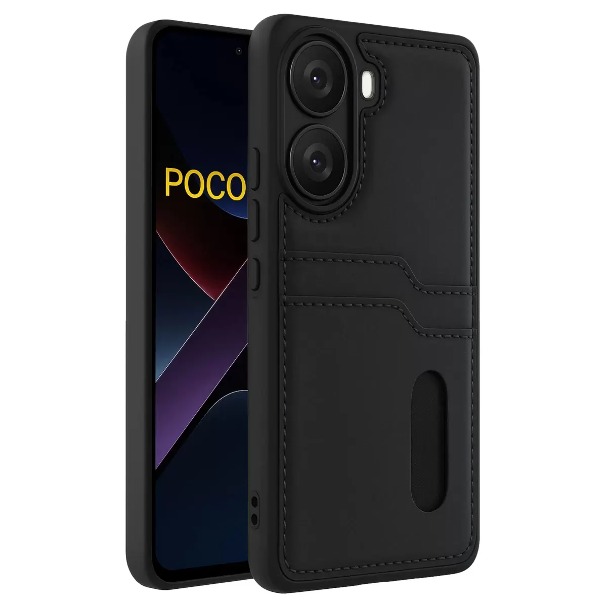 Newface Xiaomi Poco X7 Pro Kılıf Sara Kartvizitli Deri Kılıf - Siyah