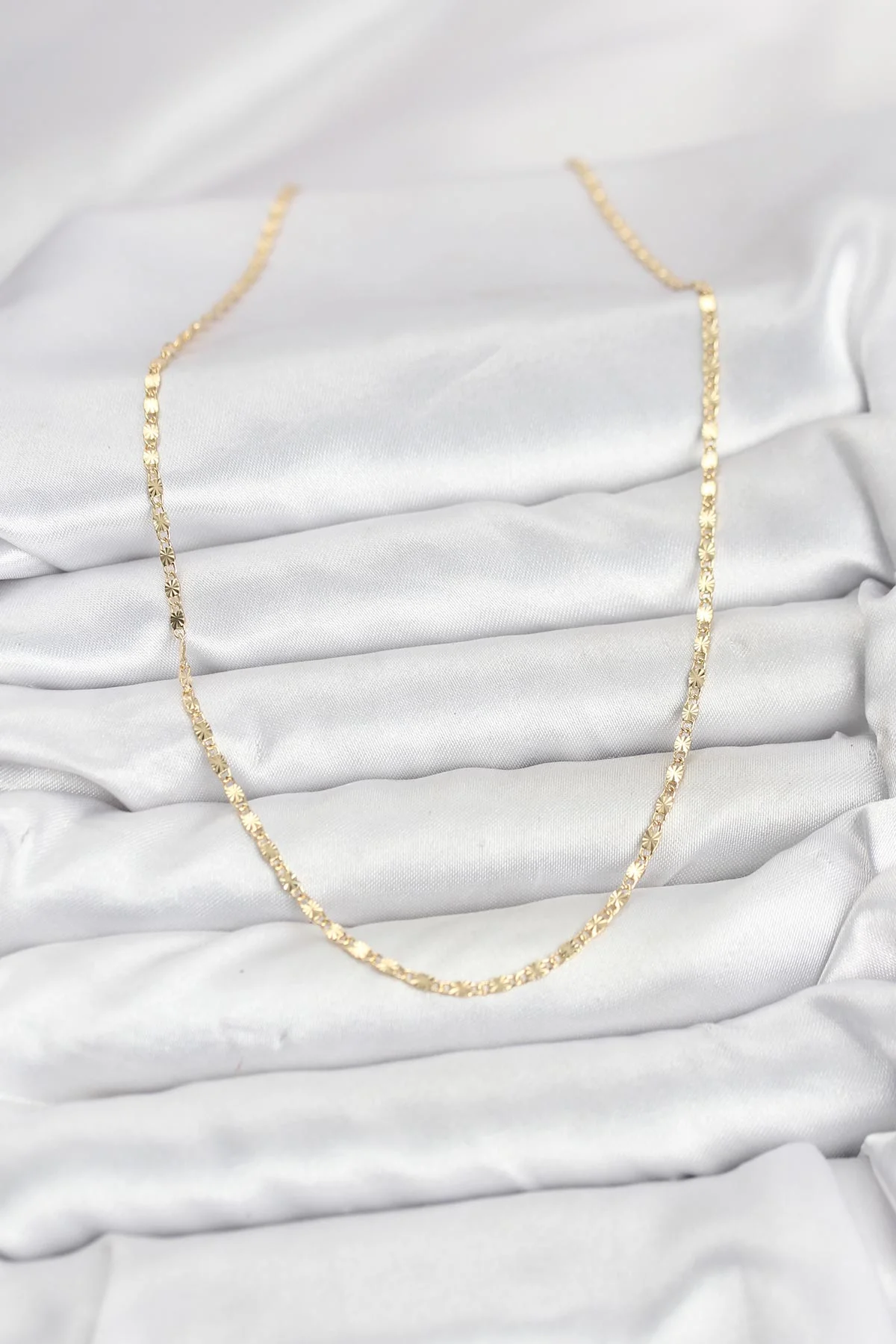 CM 14K Gold Renk Lazer İnce Zincirli Kadın Kolye