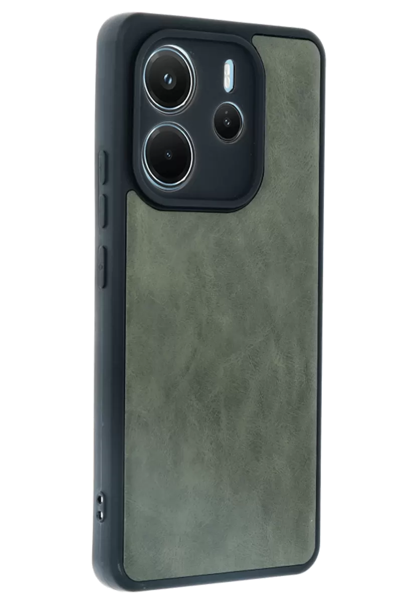 Newface Xiaomi Redmi Note 14 4G Kılıf Aras Deri Kapak - Koyu Yeşil