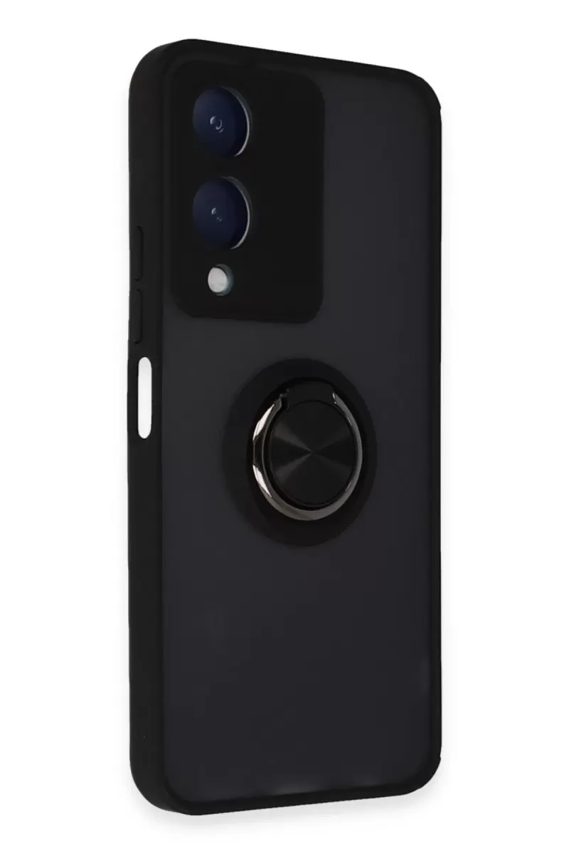Newface Vivo Y17S Kılıf Montreal Yüzüklü Silikon Kapak - Siyah