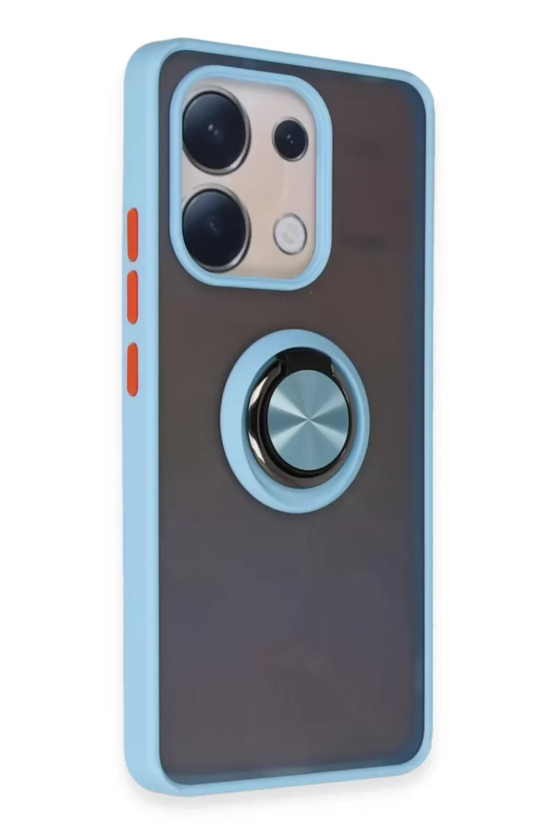 Newface Xiaomi Redmi Note 13 4G Kılıf Montreal Yüzüklü Silikon Kapak - Buz Mavi