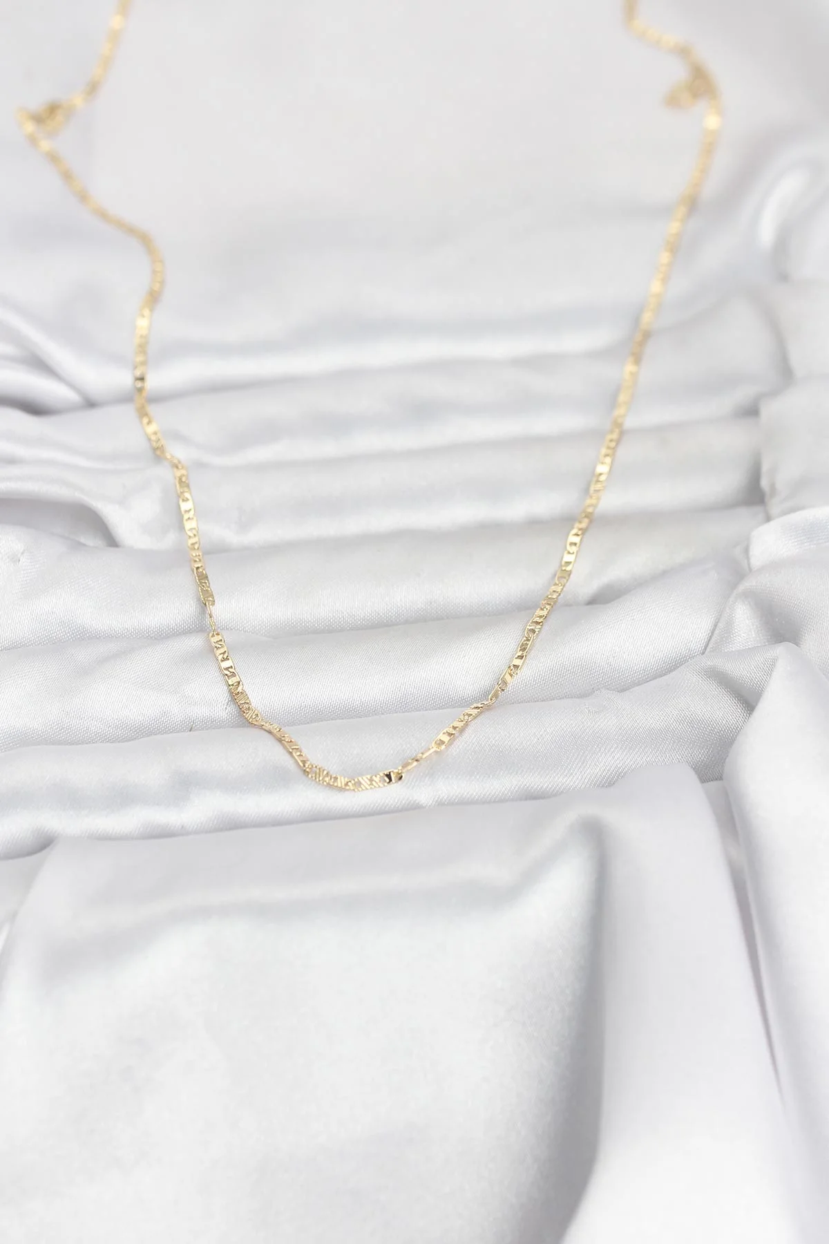 CM 14K Gold Renk Yassı Zincir Model 60 cm Kadın Kolye