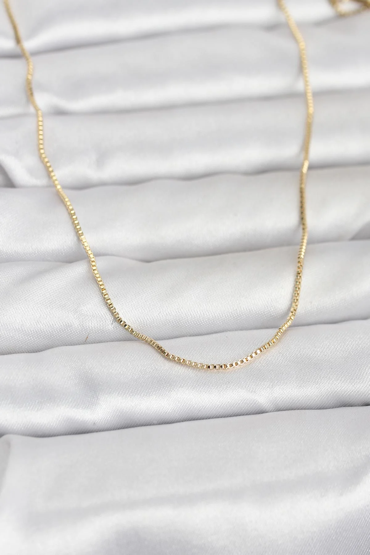 CM 14K Gold Renk İnce Kare Zincirli Model 60 cm Kadın Kolye