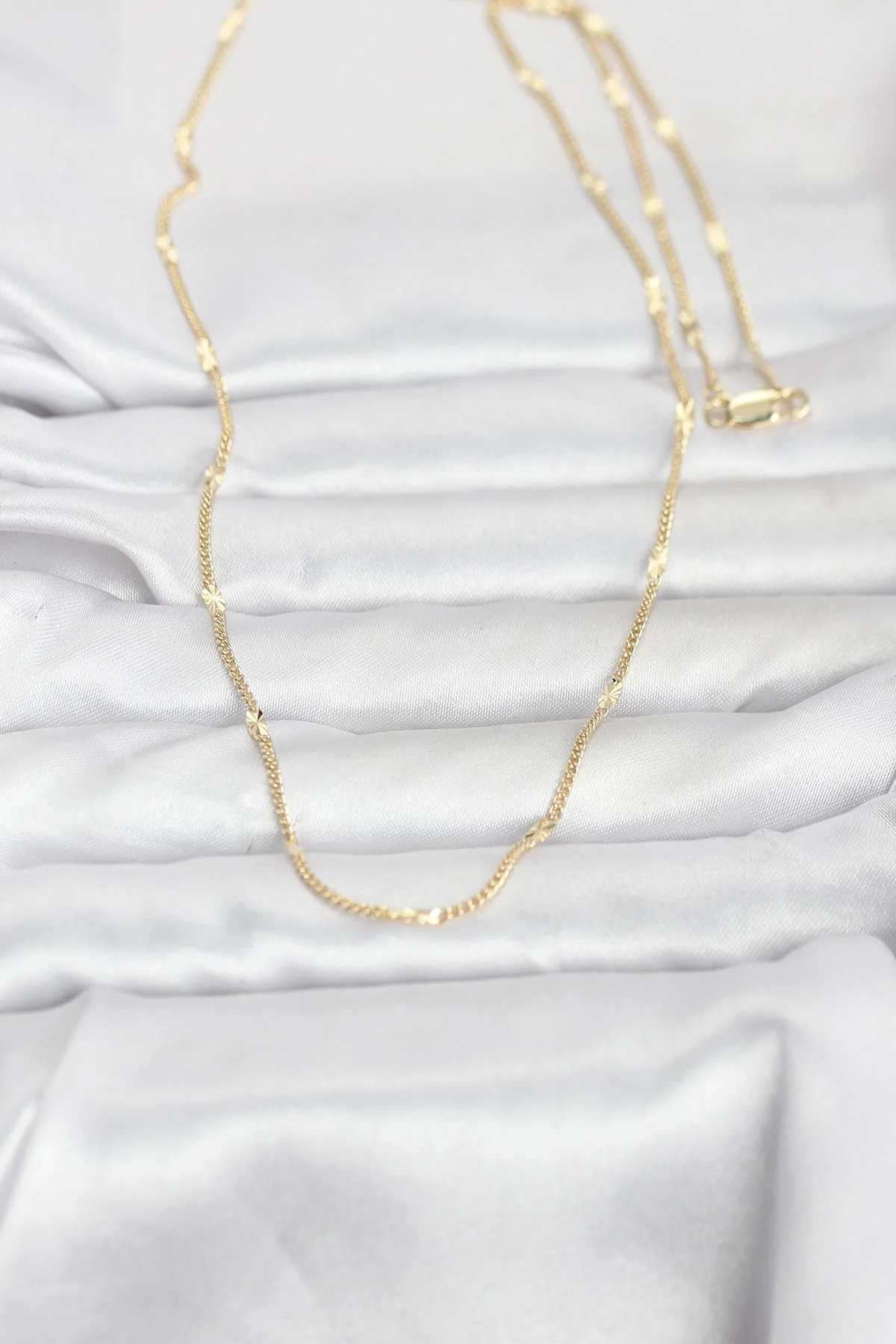 CM 14K Gold Renk Lazer Puntalı Model 60 cm Kadın Kolye