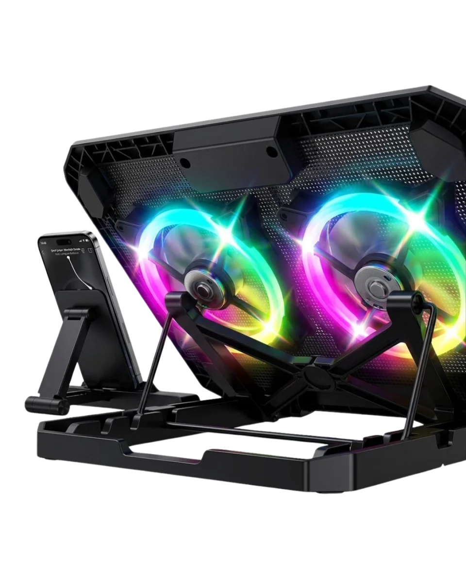 Notebook Soğutucu Stand RGB Aydınlatmalı İki Fanlı Laptop Altlığı
