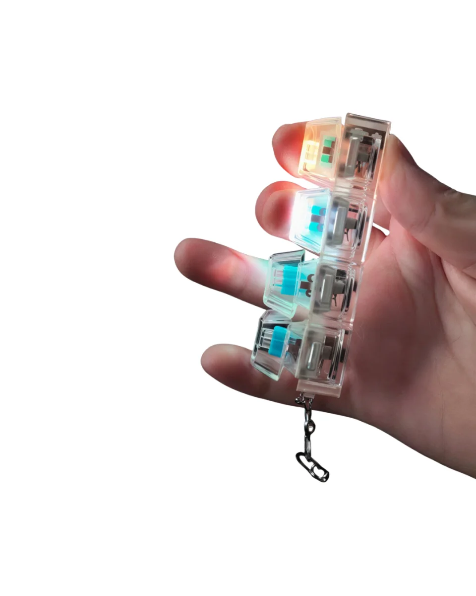 Mekanik Klavye Anahtarlık Işıklı Stres Giderici Klik Tuş Oyuncağı Renkli Fidget