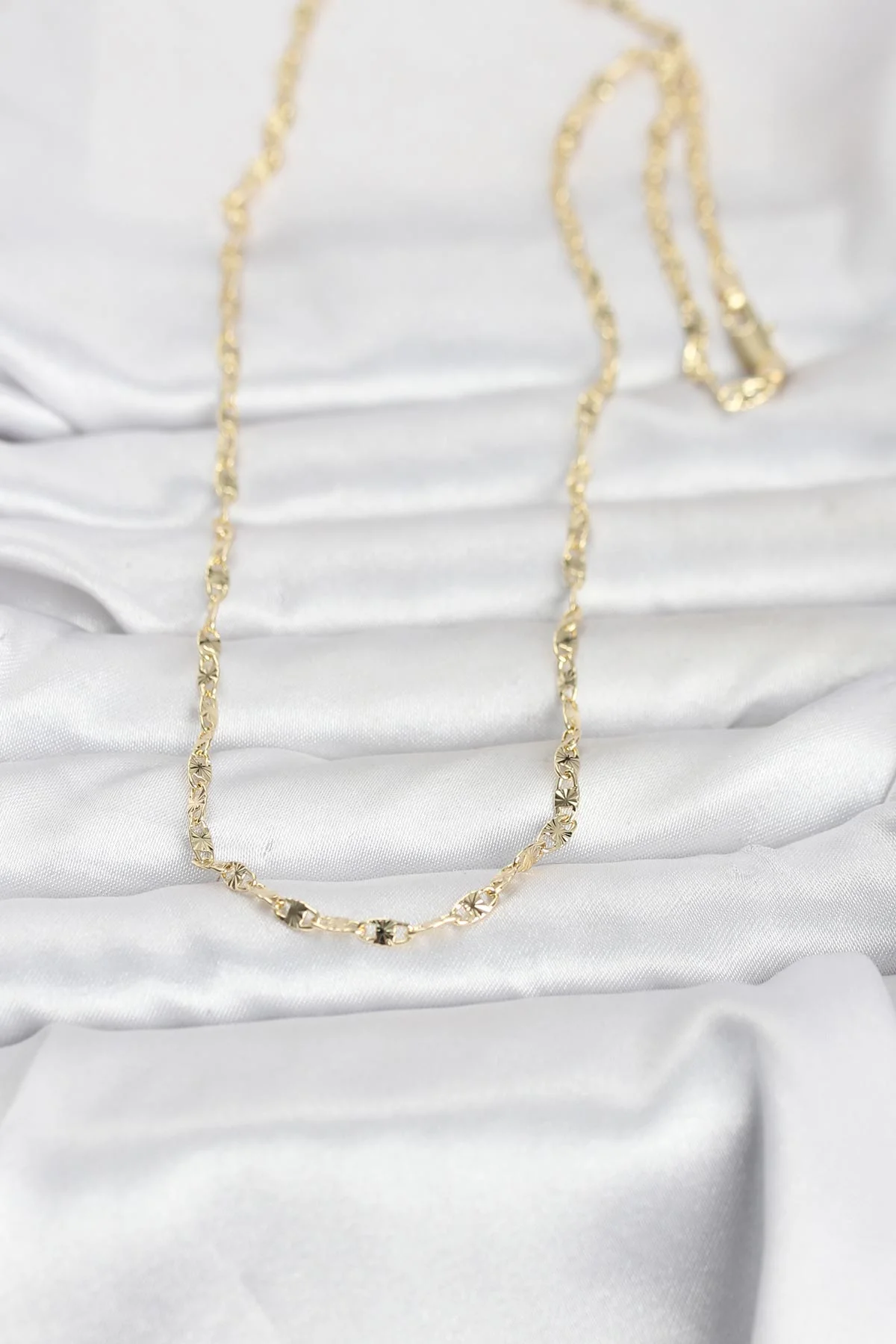 CM 14K Gold Renk Lazerli Gemici Zincir Model 60 cm Kadın Kolye