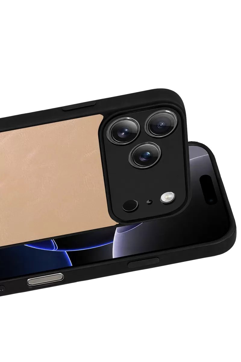 Newface Apple iPhone 17 Pro Max Aras Deri Kapak - Pudra