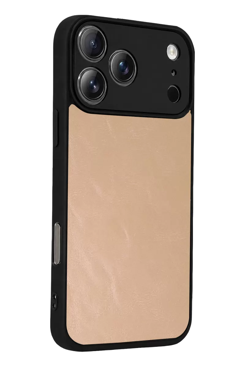 Newface Apple iPhone 17 Pro Max Aras Deri Kapak - Pudra