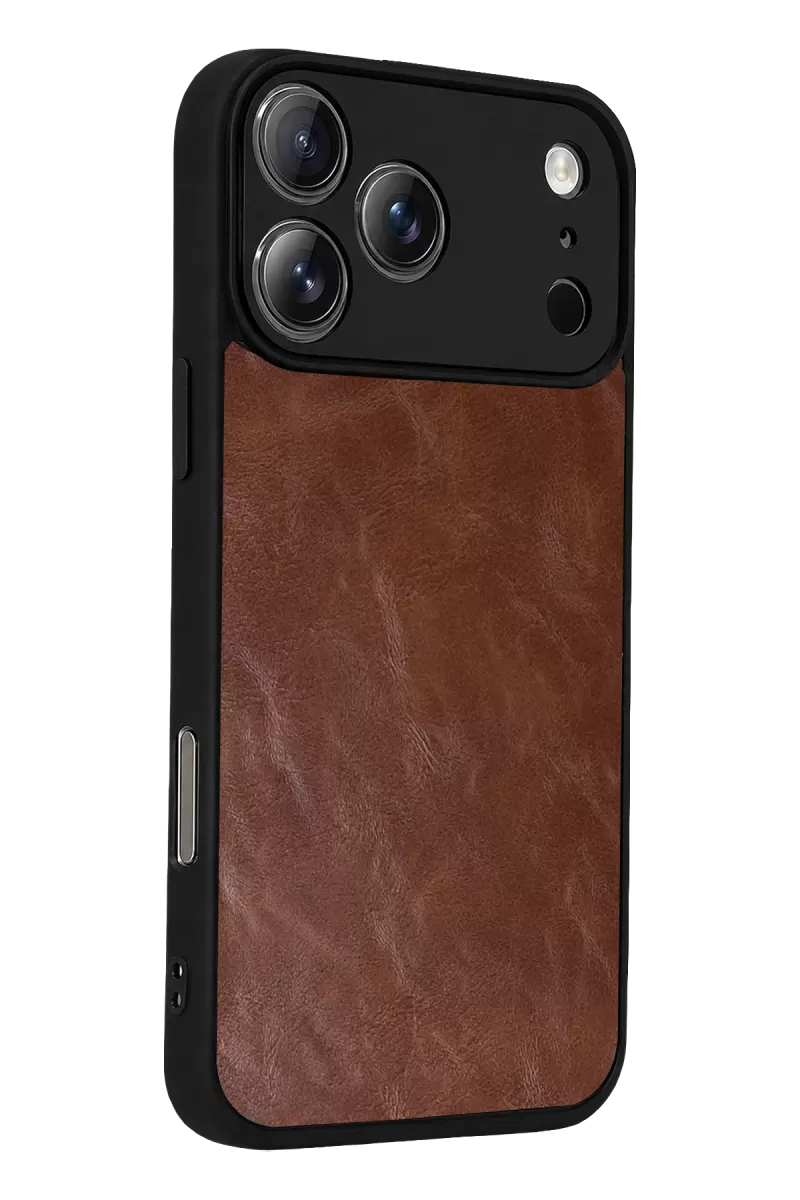 Newface Apple iPhone 17 Pro Max Aras Deri Kapak - Taba