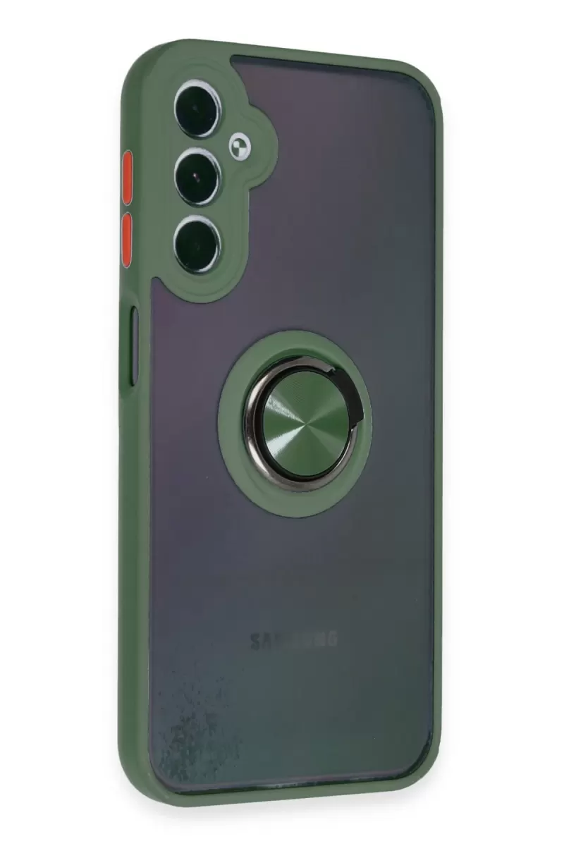 Newface Samsung Galaxy A24 4G Kılıf Montreal Yüzüklü Silikon Kapak - Yeşil