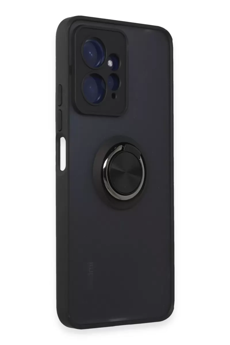 Newface Xiaomi Redmi Note 12 4G Kılıf Montreal Yüzüklü Silikon Kapak - Siyah
