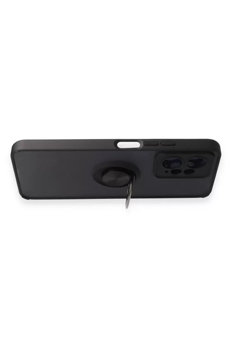 Newface Xiaomi Redmi Note 12 4G Kılıf Montreal Yüzüklü Silikon Kapak - Siyah
