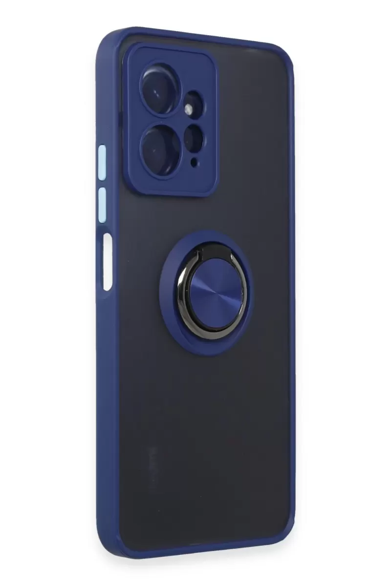 Newface Xiaomi Redmi Note 12 4G Kılıf Montreal Yüzüklü Silikon Kapak - Lacivert