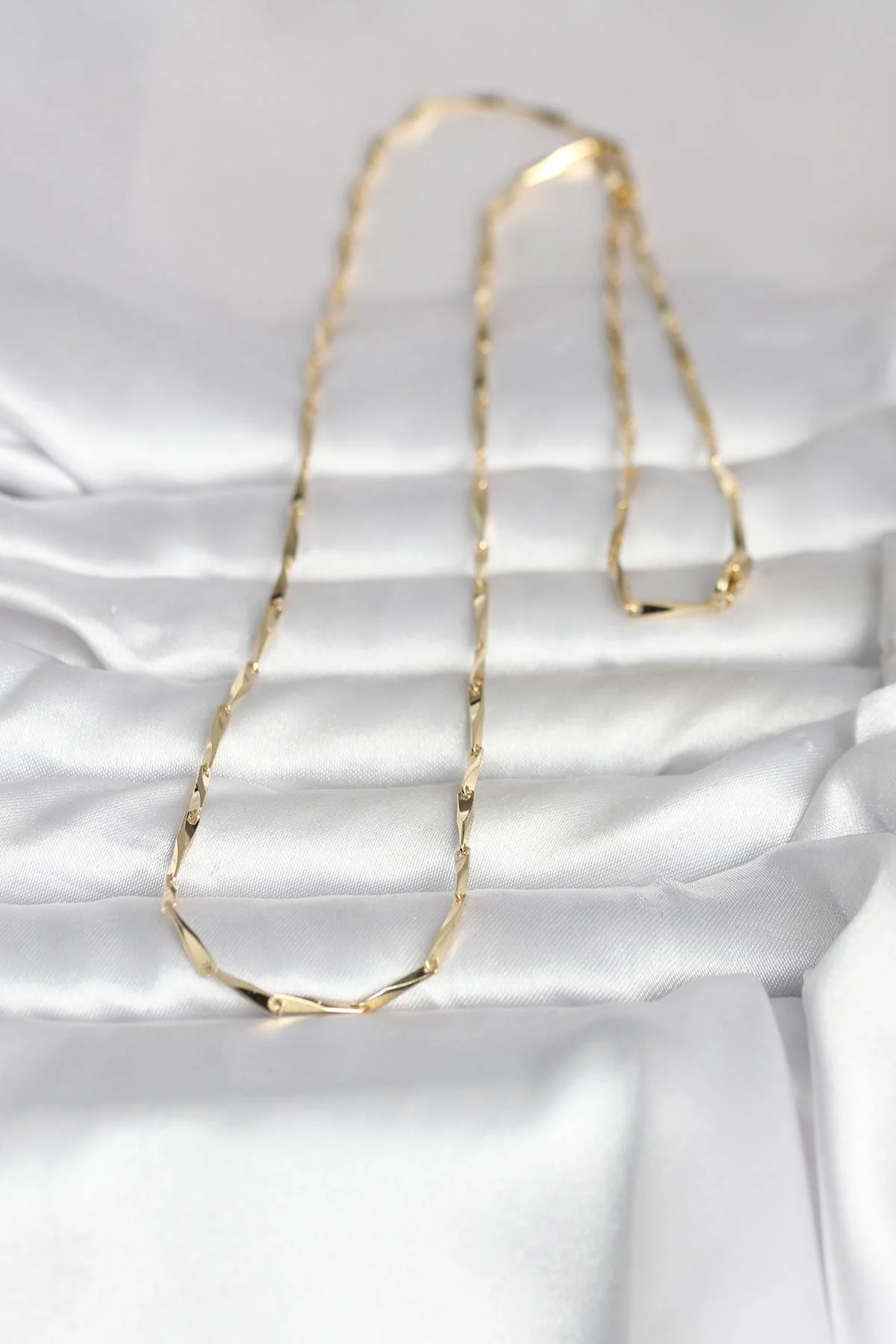 CM 14K Gold Renk Kesme Çubuk Zincirli Model 60 cm Kadın Kolye