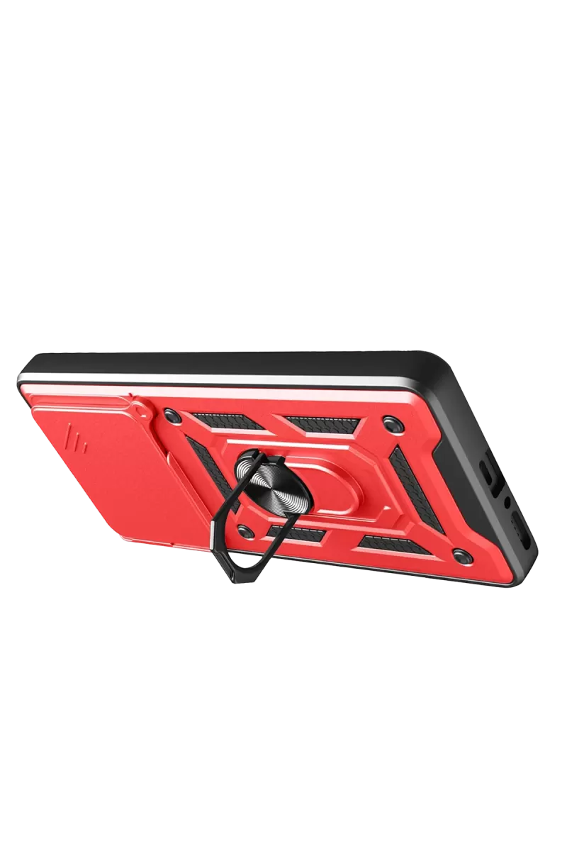 Newface Xiaomi Redmi Note 14 4G Pars Lens Yüzüklü Silikon - Kırmızı