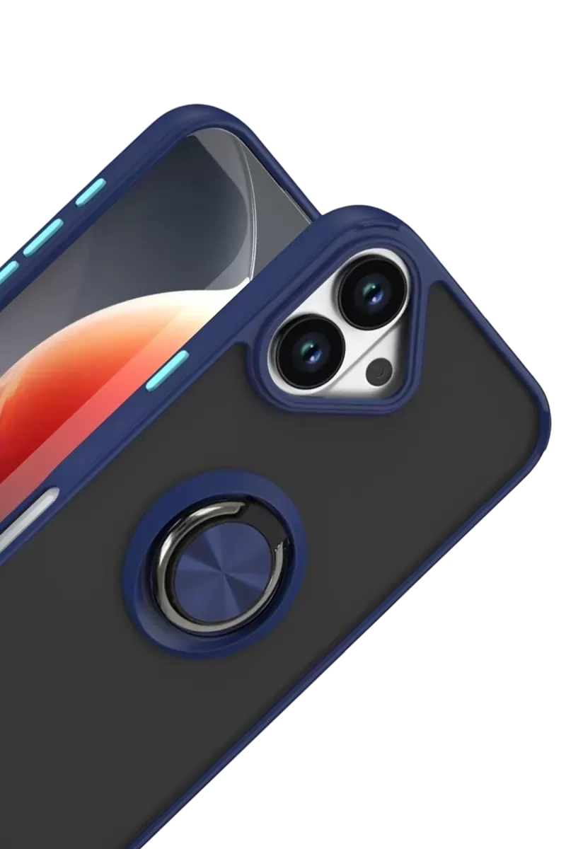 Newface Apple iPhone 17 Montreal Yüzüklü Silikon Kapak - Lacivert