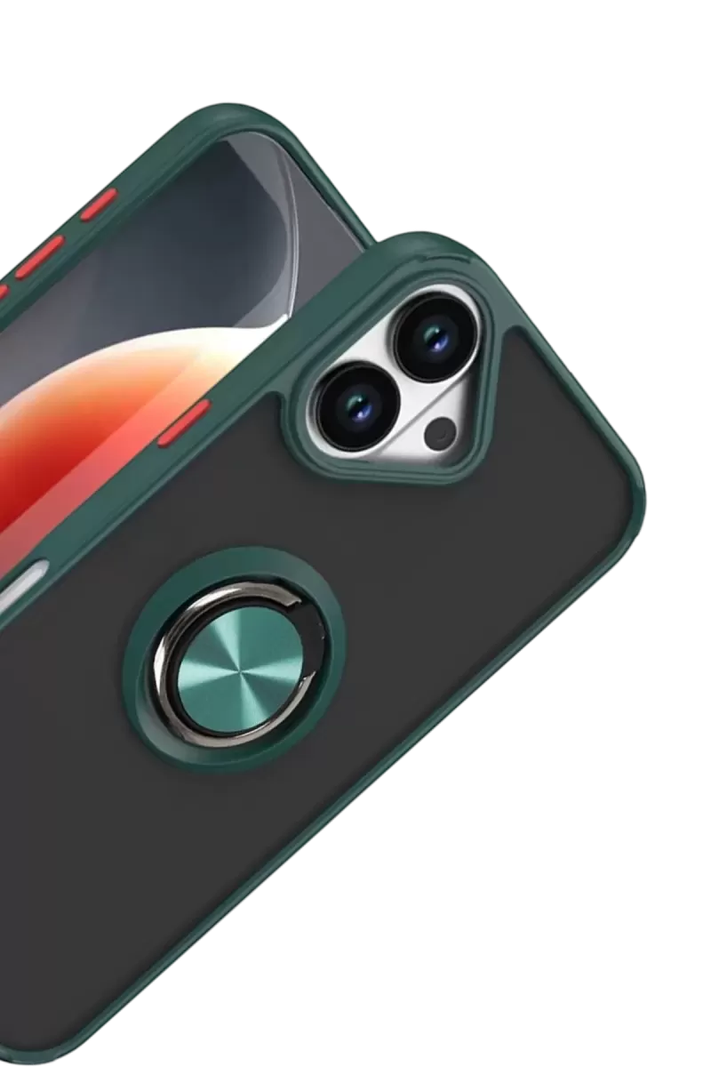 Newface Apple iPhone 17 Montreal Yüzüklü Silikon Kapak - Yeşil