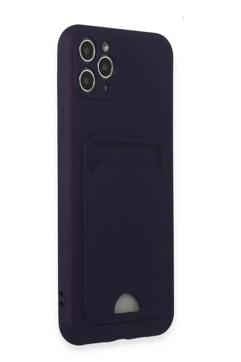 Newface Apple iPhone 11 Pro Max Kılıf Kelvin Kartvizitli Silikon - Derin Mor